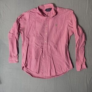 Ralph Lauren Mens XL Custom Fit Pink Gingham Button Down Shirt Long Sleeve Pony